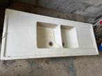 Dubbele lavabo in porselein / keramiek - oud antiek vintage, Huis en Inrichting, Keuken | Keukenelementen, Ophalen, Gebruikt, Wit