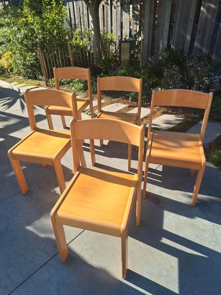 Setje van 8 vintage houten stoelen, Antiek en Kunst, Antiek | Meubels | Stoelen en Sofa's, Ophalen