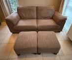Chocolade zetel met 2 poefs, Huis en Inrichting, Ophalen, Gebruikt, Tweepersoons, 75 tot 100 cm