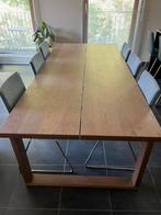 Houten tafel (eikenfineer) met 6 stoelen, Huis en Inrichting, Ophalen, 100 tot 150 cm, 200 cm of meer, Zo goed als nieuw