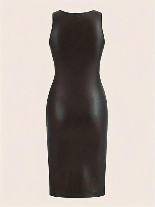 R16 pu jurk zonder mouwen maat XL tot 2XL, strets stof......, Kleding | Dames, Jurken, Nieuw, Maat 46/48 (XL) of groter, Zwart