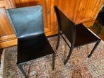 Vintage-Design stoel, eetkamerstoel Lola, zwart leder., Ophalen, Gebruikt, Twee, Zwart