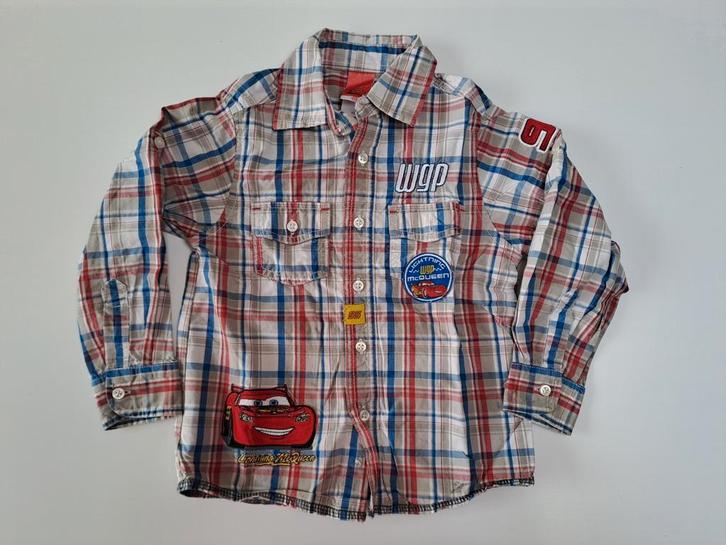 Mt 104 Grijs, blauw, rood geruit hemd Disney Cars, Kinderen en Baby's, Kinderkleding | Maat 104, Gebruikt, Jongen, Overhemd of Blouse