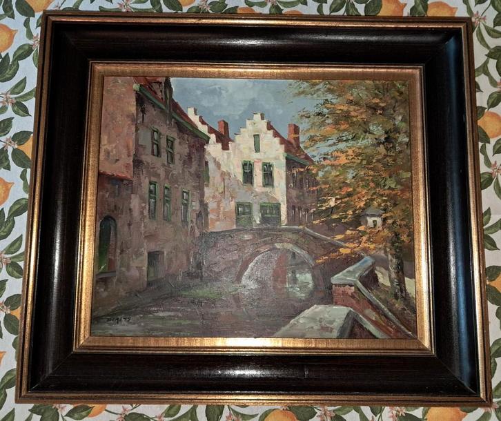 Stadsgezicht Brugge Peerdenbrug, Antiquités & Art, Art | Peinture | Classique, Enlèvement