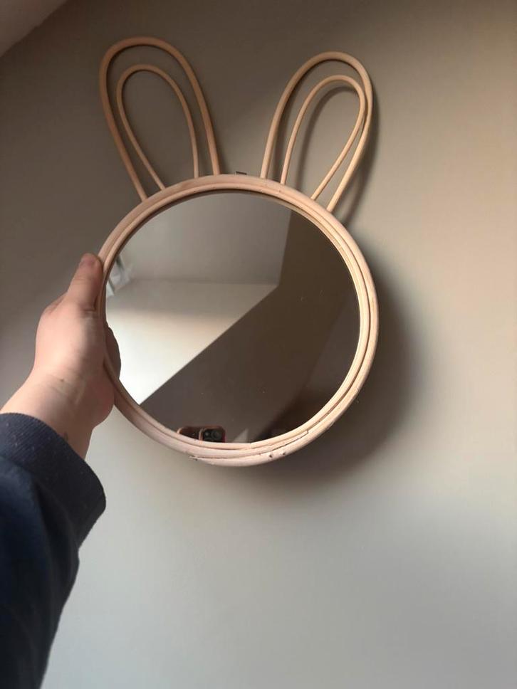 Rotan konijnspiegel atmosphera kids, Huis en Inrichting, Woonaccessoires | Spiegels, Gebruikt, Minder dan 50 cm, Minder dan 100 cm