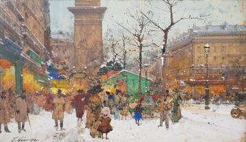 GALIEN LALOUE - PARIS sous la neige - Superbe gouache disponible aux enchères