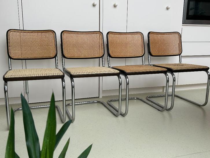 Originele Thonet s32 stoelen, Marcel Breuer, 4 beschikbaar, Huis en Inrichting, Stoelen, Hout, Metaal, Riet of Rotan, Ophalen