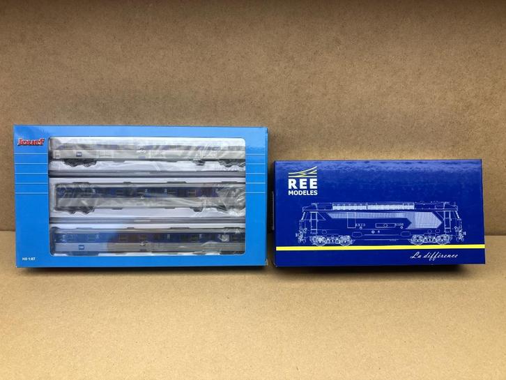 REE SNCF 67400 + Jouef RIO rijtuigenset, Hobby en Vrije tijd, Modeltreinen | H0, Zo goed als nieuw, Treinset, Gelijkstroom, Overige merken