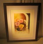 Mooie Litho 'Bloemen in Pot' - gesigneerd - 55x45, Ophalen of Verzenden