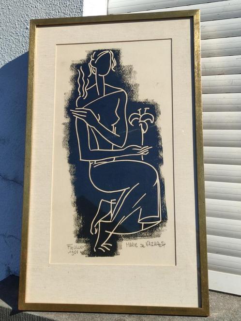 Lithographie Marie de Nazareth signe fieullien bonaventure, Antiek en Kunst, Kunst | Litho's en Zeefdrukken, Ophalen of Verzenden