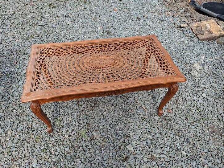 Houten rotan salontafel – glasplaat ontbreekt, Antiek en Kunst, Antiek | Meubels | Tafels, Ophalen