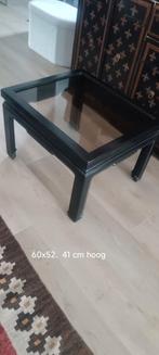 koloniaal bijzettafeltje met glazen blad, Huis en Inrichting, Ophalen, Gebruikt