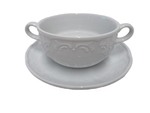 Nieuw | Soeptas 25cl met 2 oren en schotel 16cm | OP=OP deal, Huis en Inrichting, Keuken | Servies, Nieuw, Kop(pen) en/of Schotel(s)