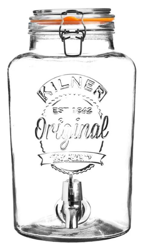 Kilner drankdispenser 5 liter + glazen flessen, Huis en Inrichting, Keuken | Servies, Zo goed als nieuw, Overige typen, Overige stijlen