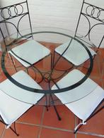 Table en verre et fer forgé, Huis en Inrichting, Tafels | Salontafels, Ophalen, Gebruikt, 100 tot 150 cm, Rond