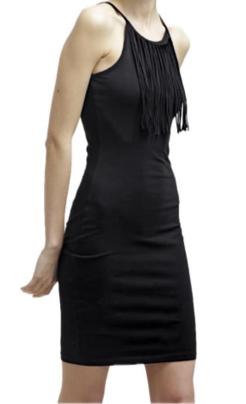 Tight black fringe dress (size S) NEW, Kleding | Dames, Jurken, Nieuw, Maat 36 (S), Zwart, Boven de knie, Ophalen of Verzenden