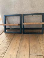 2 industriële wandrekjes met houten plank, Huis en Inrichting, Ophalen, Zo goed als nieuw