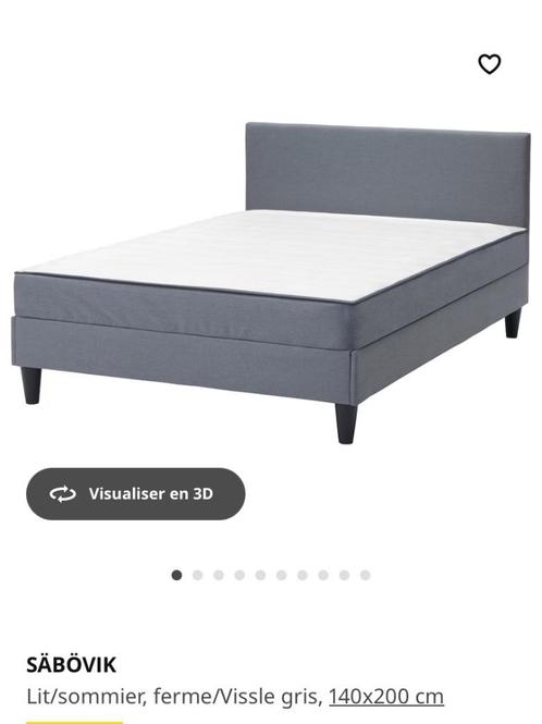 Lit IKEA 2 personnes avec matelas 140x200, Huis en Inrichting, Slaapkamer | Matrassen en Bedbodems, Gebruikt, Matras, 140 cm, 200 cm