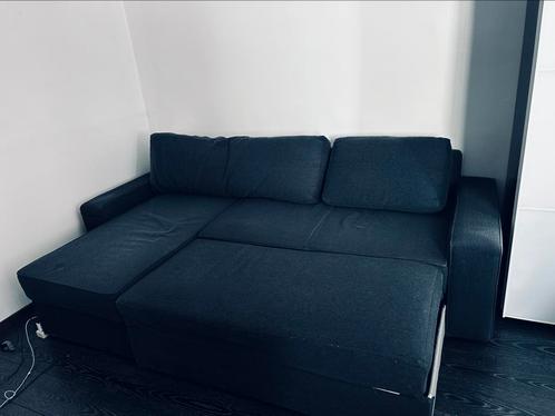 Gratis grijszwarte zetelbank - Ikea, Huis en Inrichting, Slaapkamer | Slaapbanken, Gebruikt, 140 cm, 200 cm, Tweepersoons, Grijs