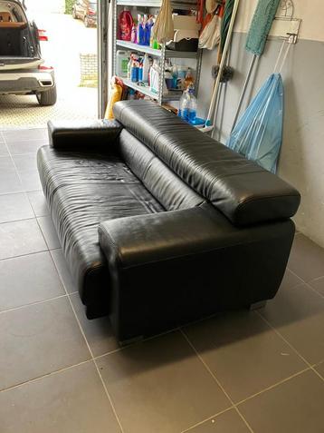 Canapé 2 places en cuir noir