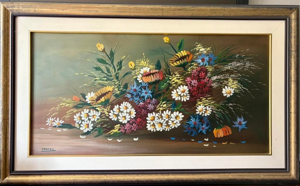 Schilderij Bloemen in olieverf, Antiek en Kunst, Ophalen