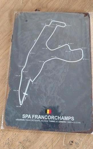 Metalen plaat van Circuit de Spa Francorchamps. Gloednieuw. beschikbaar voor biedingen