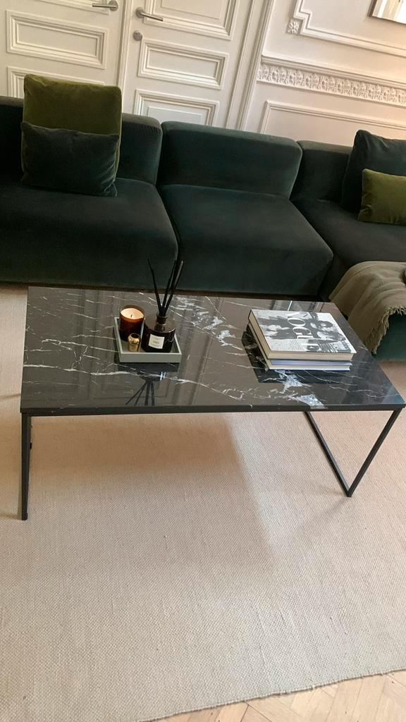 Bolia zwarte marmeren tafel, Huis en Inrichting, Tafels | Salontafels, Gebruikt, 50 tot 75 cm, 50 tot 100 cm, 100 tot 150 cm, Rechthoekig