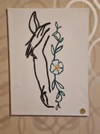 canvas paard met bloem, Antiek en Kunst, Ophalen of Verzenden