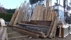 Kepers, panlatten, planken, balken, gordingen, Ophalen, Gebruikt, Grenen, Plank