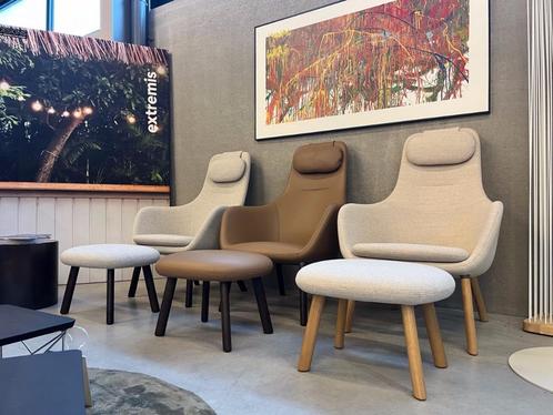 Vitra Hal lounge met ottoman, showroommodel, Maison & Meubles, Fauteuils, Neuf, Bois, Cuir, Tissus, Enlèvement ou Envoi