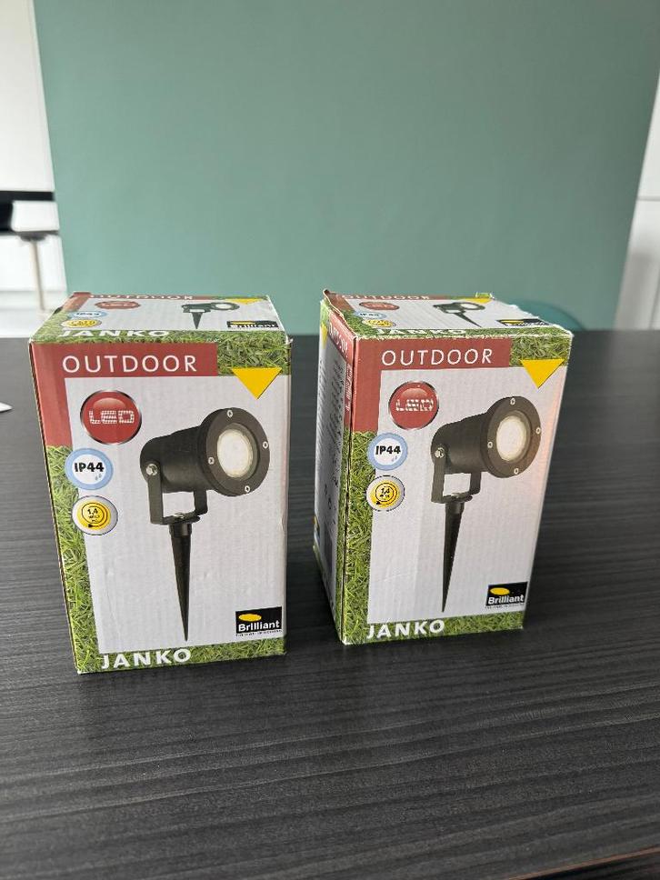 2 ledspots Janko outdoor, merk Brilliant, nieuw!, Maison & Meubles, Lampes | Spots, Neuf, Enlèvement