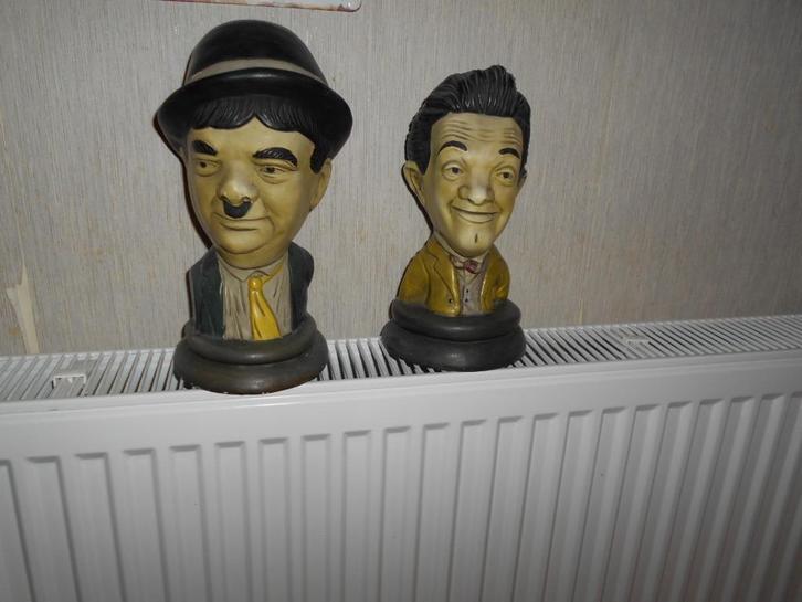 Laurel and Hardy: porseleinen buste/beeldjes, Verzamelen, Beelden en Beeldjes, Zo goed als nieuw, Mens, Ophalen