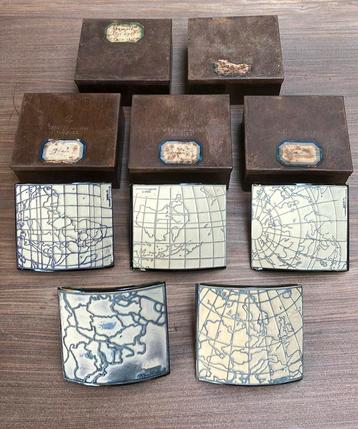 5 schoolstempels aardrijkskunde met stempelkussen beschikbaar voor biedingen