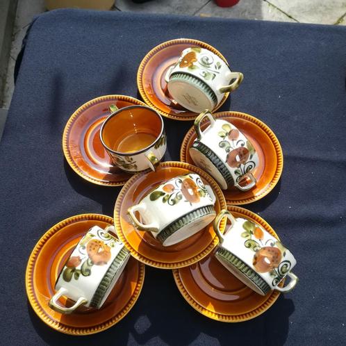 Boch Argenteuil: 6 kopjes soep met hengsels en 6 schoteltjes, Antiek en Kunst, Antiek | Servies los, Ophalen of Verzenden
