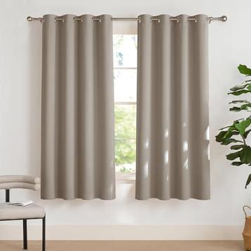 Gordijnen set Zandkleur verduistering 175 x 140 ringen bruin beschikbaar voor biedingen