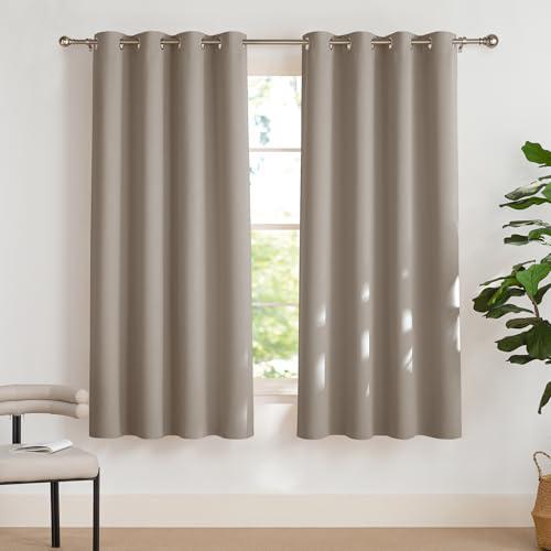 Gordijnen set Zandkleur verduistering 175 x 140 ringen bruin, Doe-het-zelf en Bouw, Glas en Ramen, Nieuw, Ophalen of Verzenden