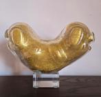 Groot & zwaar glaspasta beeld met golden flakes, Antiek en Kunst, Ophalen