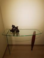 Glazen bijzettafel, Huis en Inrichting, Tafels | Bijzettafels, Glas, 60 cm of meer, Gebruikt, Ophalen