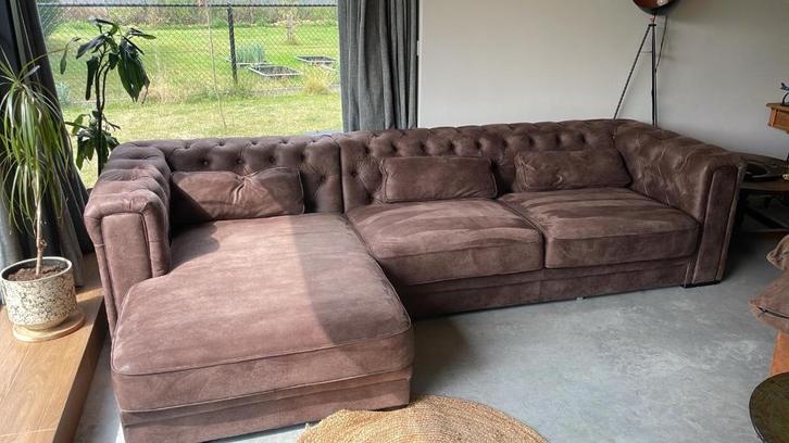 Leren zetel, Huis en Inrichting, Zetels | Zetels, Gebruikt, Hoekbank, Vierpersoons of meer, 75 tot 100 cm, Leer, Ophalen