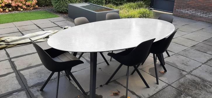 Tuintafel ovaal met kuipstoelen, Tuin en Terras, Tuintafels, Zo goed als nieuw, Ovaal, Aluminium, Ophalen