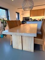Massief eiken eettafel 240 x 98 cm, Huis en Inrichting, Tafels | Eettafels, Ophalen, Gebruikt, Eikenhout, 200 cm of meer