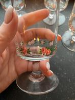 Lot de 6 verres avec décorations de fleurs + liseré, Ophalen, Zo goed als nieuw