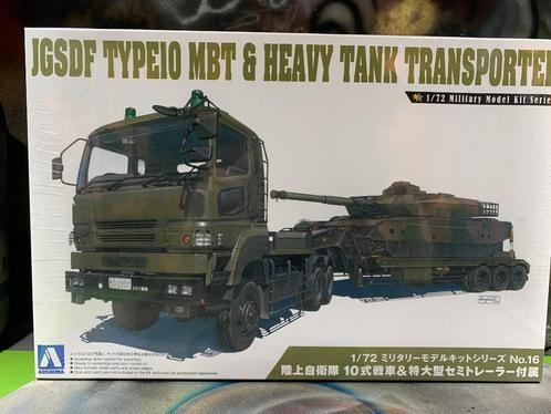 Kit Aoshima 5432 JGSDF Type 10 MBT & Heavy Tank Transporter, Hobby en Vrije tijd, Modelbouw | Auto's en Voertuigen, Nieuw, Truck