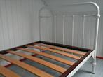 Wit retro bed, Gebruikt, Lattenbodem, 85 tot 100 cm, Ophalen