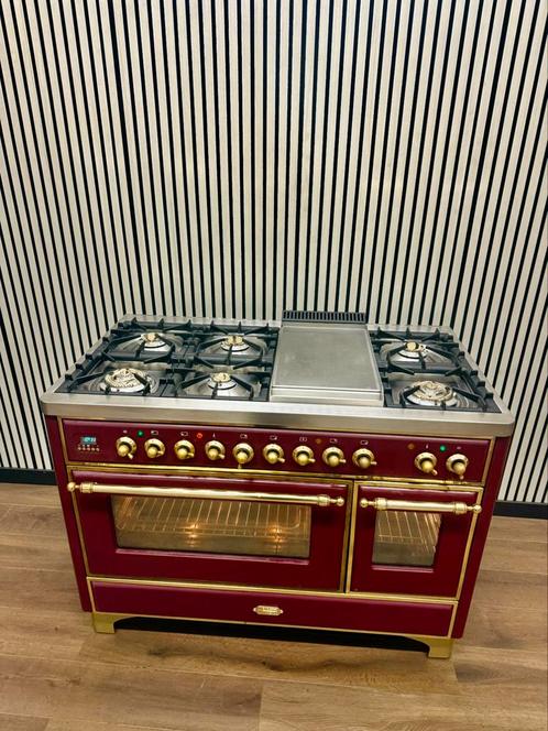 Luxe Boretti Majestic 7 pits Bordeaux rood 2 ovens 120 cm, Elektronische apparatuur, Fornuizen, Refurbished, Vrijstaand, Gas, 5 kookzones of meer