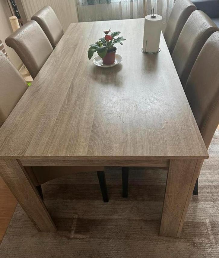 Table à manger 180x90cm + 6 Chaises, Huis en Inrichting, Complete eetkamers, Gebruikt, 4 tot 6 stoelen, Ophalen