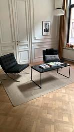 Set van 2 fauteuils Barcelona zwart leer, Huis en Inrichting, Stoelen, Ophalen, Zwart, Leer, Zo goed als nieuw