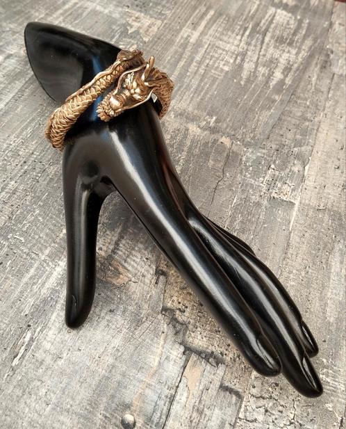 Prachtige antieke bronzen Chinese drakenarmband, Handtassen en Accessoires, Armbanden, Zo goed als nieuw, Ophalen of Verzenden