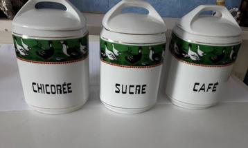 Anciens pots pour café, sucre chicorée en porcelaine  beschikbaar voor biedingen
