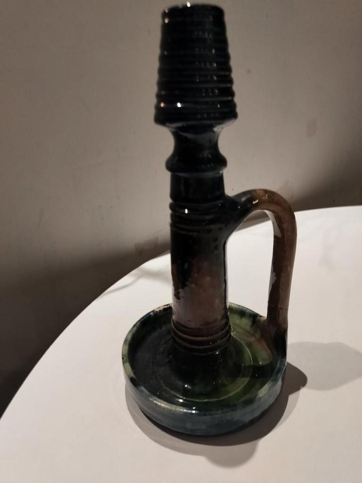 Prachtige & stijlvolle gevlamde kandelaar Vlaams aardewerk, Antiek en Kunst, Antiek | Kandelaars, Ophalen of Verzenden